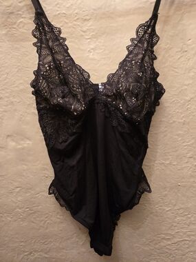 Miiyu Black Lace Bodysuit Teddy Lingerie Goth Coquette Romper